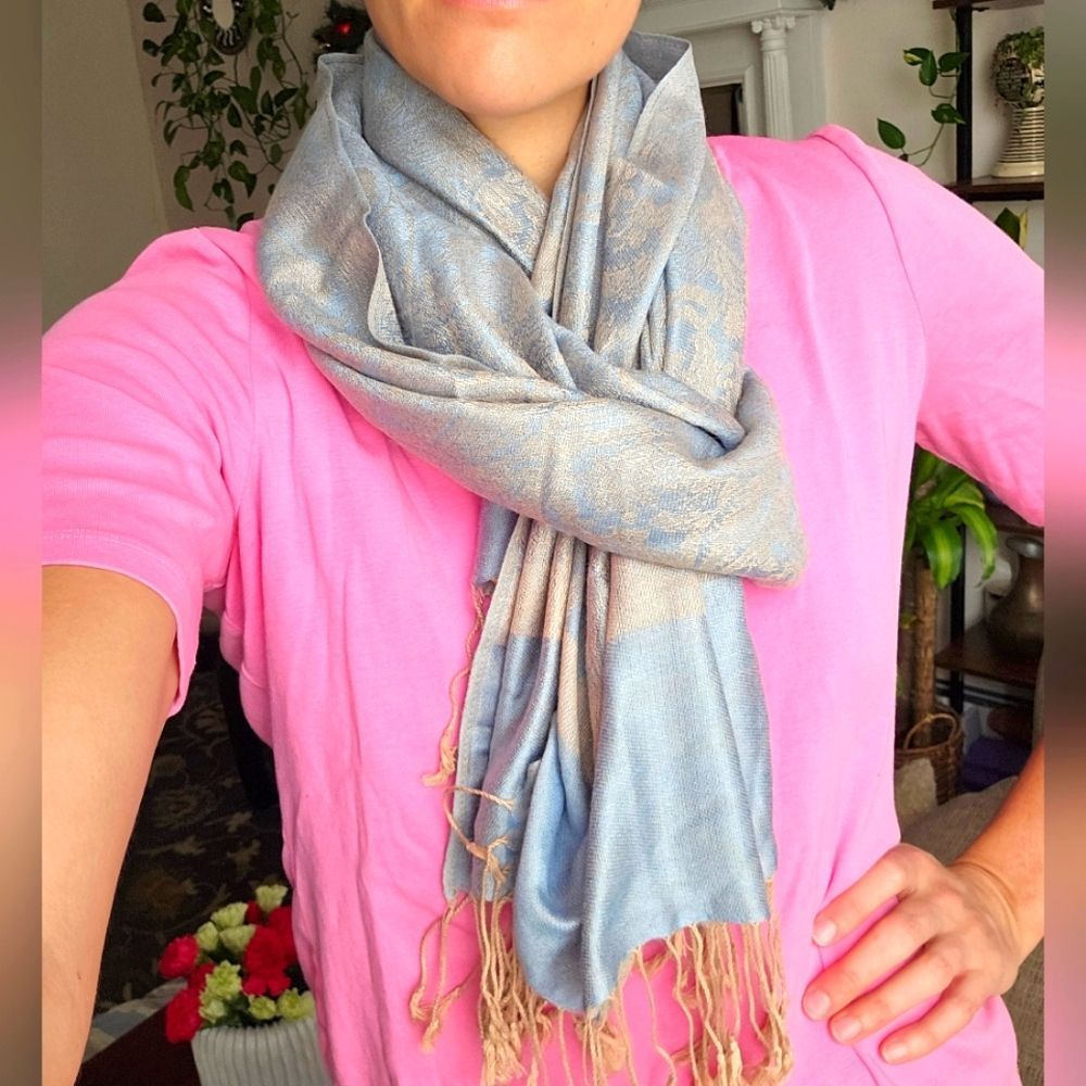 Pashmina large cashmere scarf shawl in multicolor paisley boho print